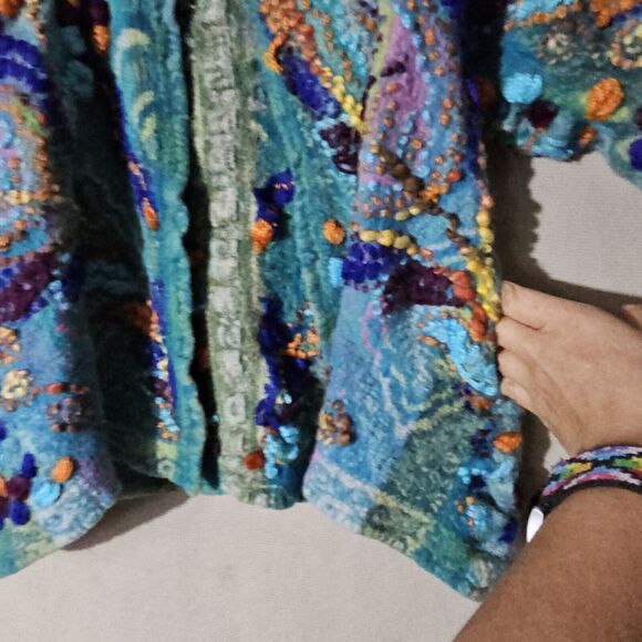 Anu Girls Unique Embroidered Jacket Size Large 100% Wool Colorful Wearable Art - Picture 14 of 16
